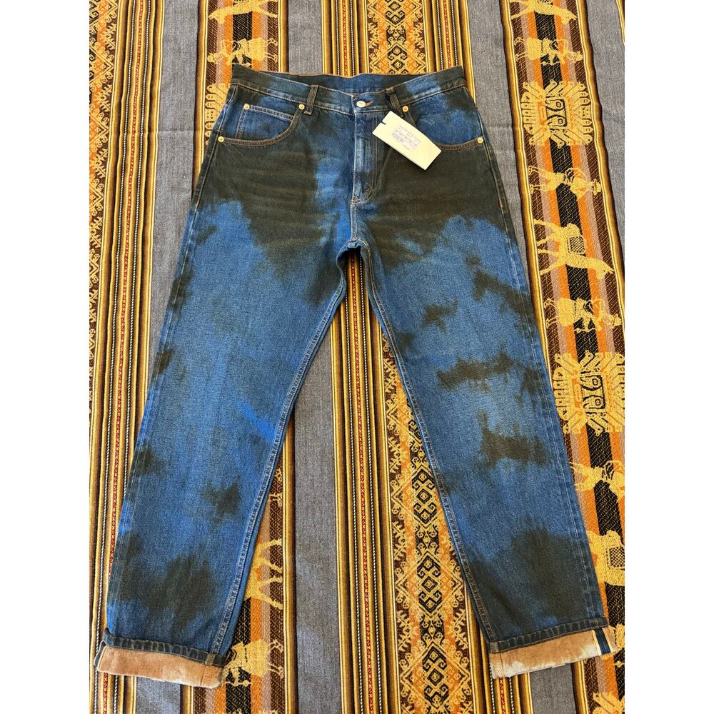 GUCCI MENS DISTRESSED TAPERED-LEG JEANS SIZE 34